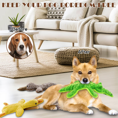 No Stuffing Dog Squeak Toys, 3 Pack Chew Toys for Small to Large Puppies | Durable Puppy Teething Toys, Interactive to Keep Pets Busy, Toss Fetch Tug Play, Best Birthday Gift6