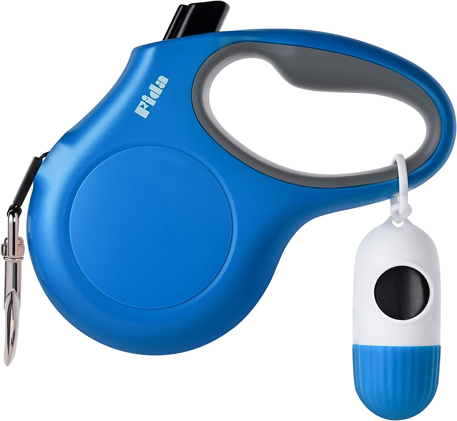 fida-retractable-dog-leash-for-small-breed-up-to-26-lbs-16-ft-pet-walking-leash-with-dispenser-and-poop-bags-anti-slip-handle-reflective-strong-nylon-tape-one-handed-brake-s-white-pink