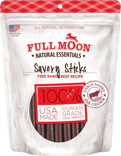 Full Moon All Natural Human Grade Dog Treats, Essential Beef Savory Sticks, 22 Ounce, 1.375 Pound (Pack of 1) | Human Grade, No Corn, No Wheat, No Soy, Glycerin Free, Made in the USA1