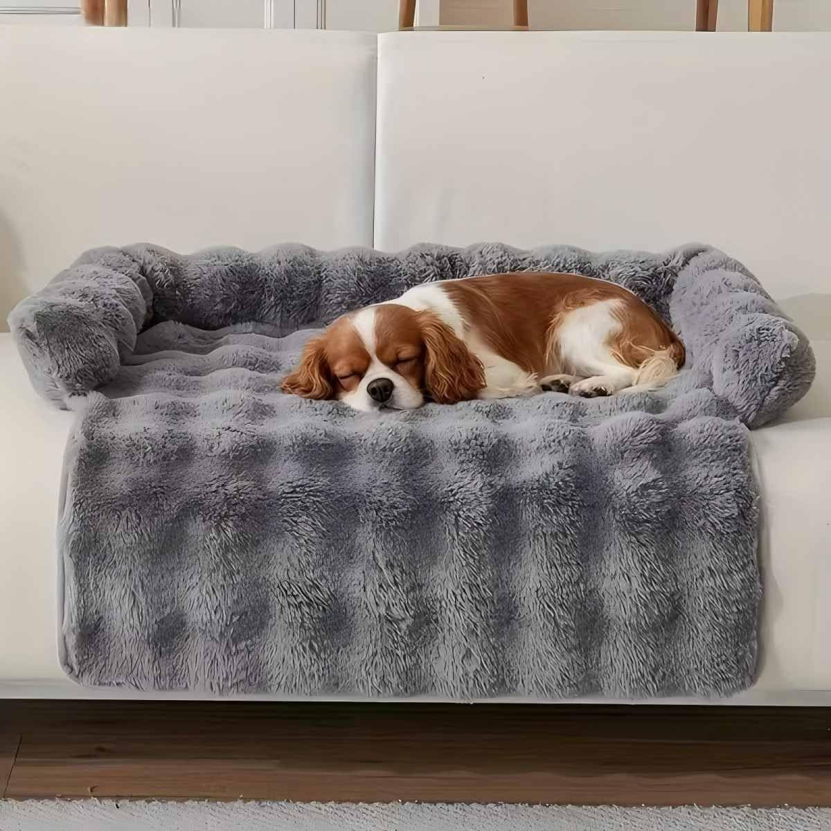 calming-dog-bed-for-couch-29-5-x-29-5-inch-dog-sofa-mat-machine-washable-3-sided-bolster-faux-rabbit-fur-plush-non-slip-bottom-water-resistant-furniture-protector-for-small-medium-dogs-cats