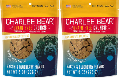 Charlee Bear Crunch Grain Free Dog Treats, Bacon and Blueberry, 8 Ounce Resealable Bag, Low Calorie Training Treats for Dogs, Limited Ingredient, Healthy, Crunchy Dog Snacks, Made in USA16