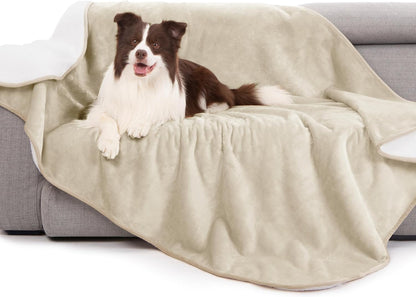 Gogobunny Waterproof Bed Blanket, Reversible Sherpa Fleece Throw Blanket for Dog Puppy Cat, Furniture Cover Protects Bed Couch Sofa from Liquid Pee and Pet Fur (Dark Purple, 50X60 Inches)23