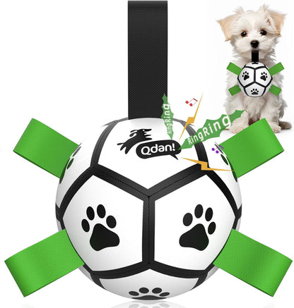 QDAN Dog Toys Dog Balls, 6 Inch Dog Soccer Ball with Straps, Herding Balls | Dog Birthday Toy, Balls for 20-40Lbs Dogs, Outdoor Puppy Toys to Keep Them Busy, Interactive Toy for Tug, Pool Water Toy Ball22
