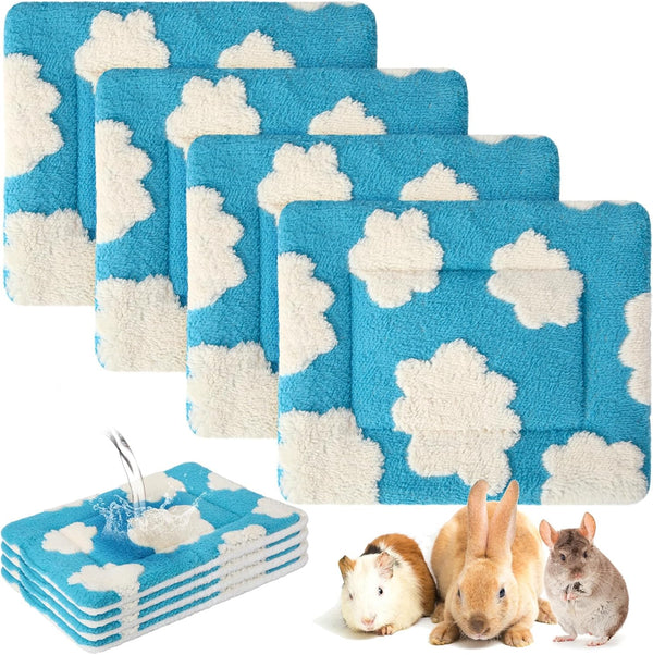 Haull 4 Pcs Waterproof Guinea Pig Bedding Soft Dog Cat Bed Crate Mat Small Animal Plush Cage Liners Rabbit Bunny Kennel Pad Reversible Cozy Pee Thickened Hamster Pad(Tie Dyed,13 X 10 Inch)17