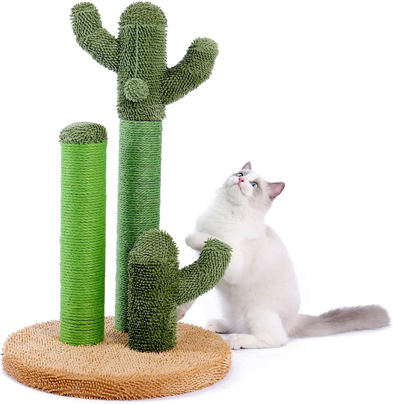 pawz-road-cactus-cat-scratching-post-23-cat-scratcher-with-toy-ball-cactus-cat-tree-with-3-sisal-carpet-scratching-posts-soft-carpet-base-top-interactive-ball-for-indoor-cats