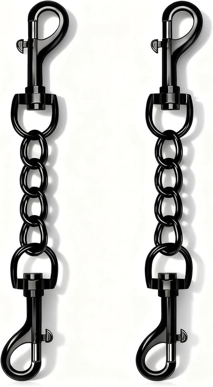 2 PCS Dog Collar Metal Safety Clip, Harness Collar Leash Chain Connector, Heavy Duty Double End Spring Backup Buckle Clasp, Escape-Proof Safety Accessory (Small, Black)1