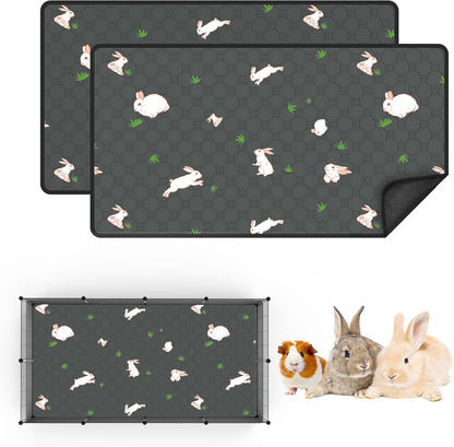 2-Pack Guinea Pig Cage Liner, 24" X 47" Reusable Guinea Pig Bedding Washable Absorbent Pee Pads for Dogs Rabbit Chinchilla Hamster, Leakproof & anti Slip1