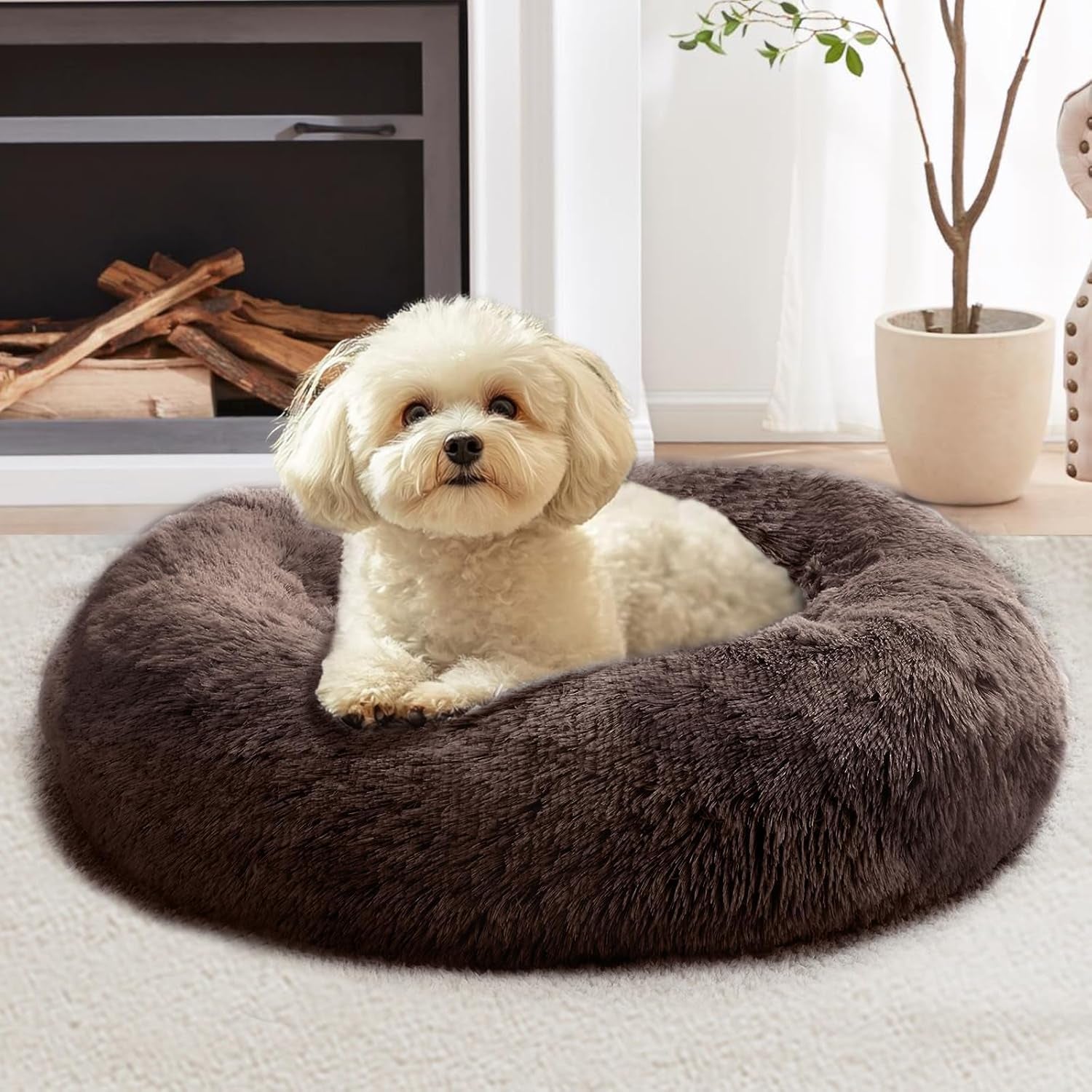 jollyvogue-small-dog-bed-calming-dog-beds-for-small-dogs-indoor-cats-20-inches-donut-washable-cat-bed-for-kittens-puppies-round-fluffy-plush-faux-fur-pet-bedssmoke-grey