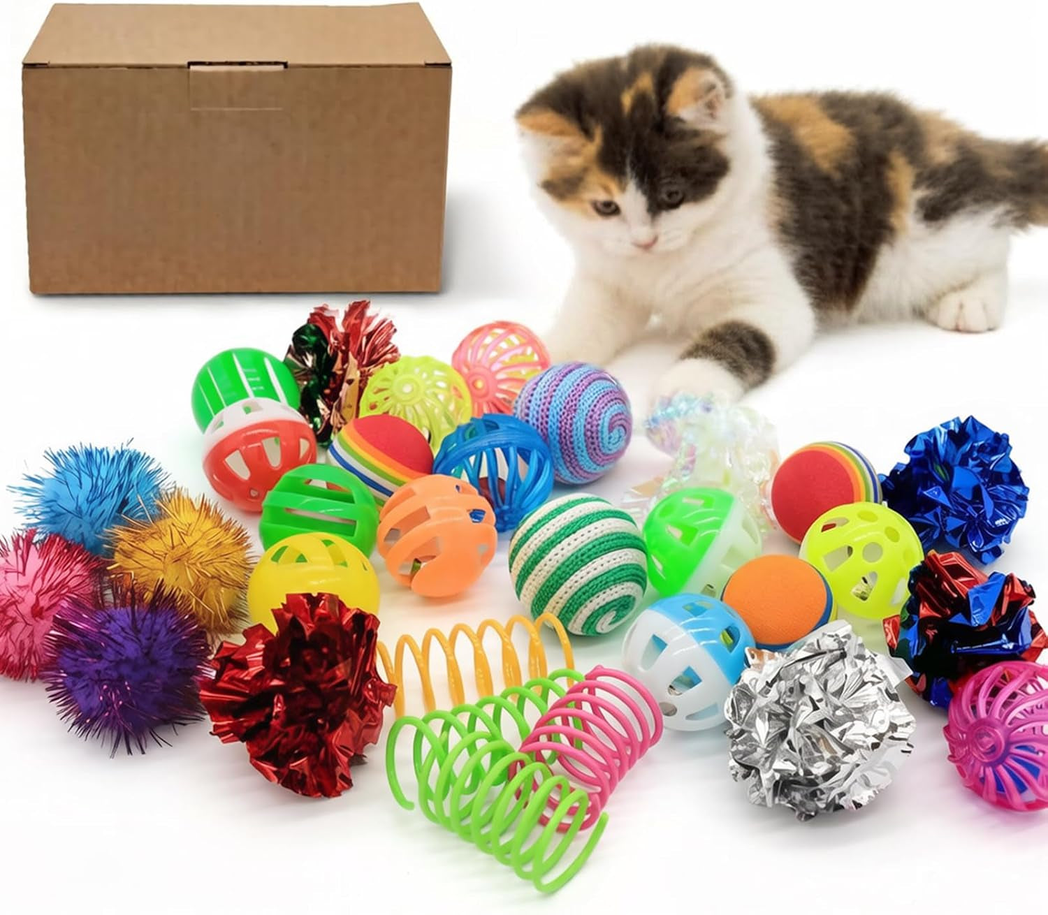 lasocuhoo-cat-toys-kitten-assortment-rainbow-crinkle-sparkle-bell-sisal-balls-for-all-cats-30-packs