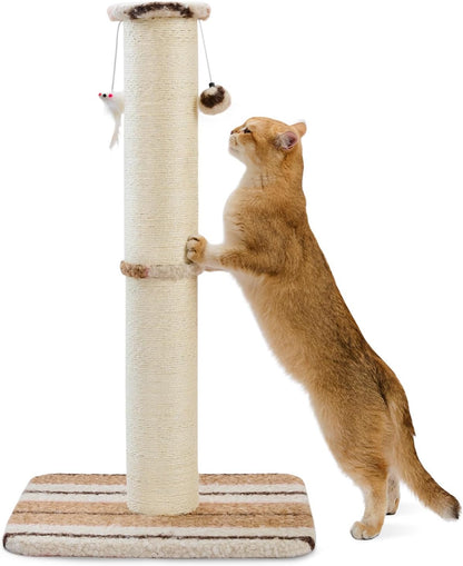 Joydeco Cat Scratching Post 38 Inches Heavy Duty and Thick Scratching Post Sisal Rope with Hanging Ball and Mice for Indoor Cats(Grey)9