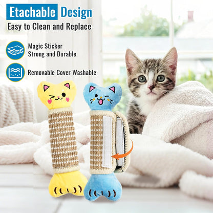 ENNOKEY Catnip Cat Toys Pillows, for Indoor Kitten Kicker Chew, 9.45 Inches | Crinkle Sound, Durable Soft Sisal Material, Safe Teeth Cleaning, Interactive Fun6