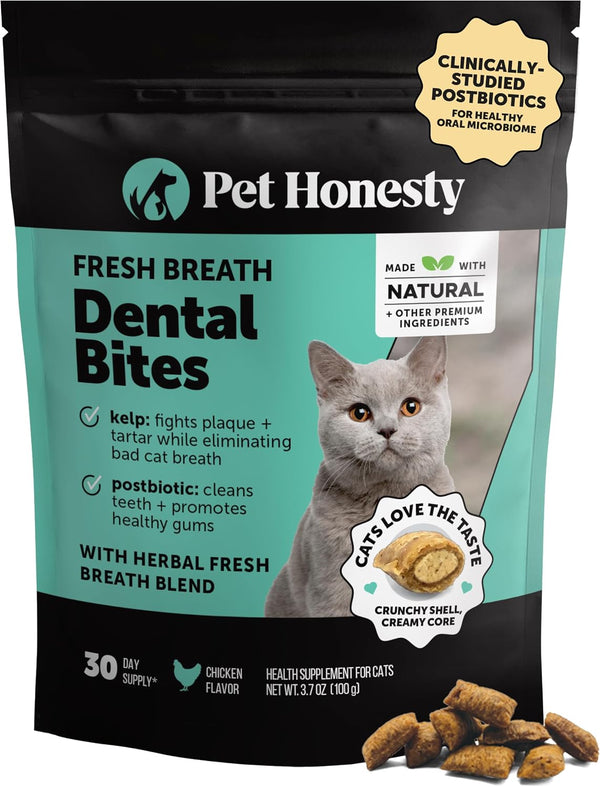 Fresh Breath Dental Bites for Cats – Crunchy & Creamy Cat Dental Treats for Fresh Breath, Tartar & Plaque Control – Dual-Texture Cat Oral Care Bites for Bright Teeth & Healthy Gums – 30 Day Supply1