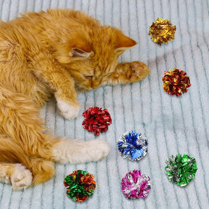 Silkfly 30 Pcs Polyester Film Crinkle Balls Cat Toys 2.36" Interactive Crinkle Ball, Colorful Balls Chew Toy for Cat Chase Ball Toys Attract Cats for Indoor Cats and Kittens to Keep Fit and Active8