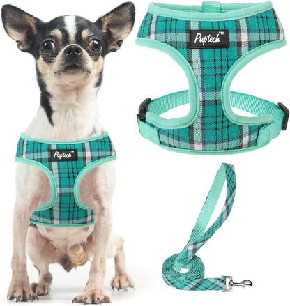 PUPTECK Soft Mesh Dog Harness Small Sized and Leash Set Pet Puppy Cat Comfort Padded Vest No Pull Harnesses, Beige, S52