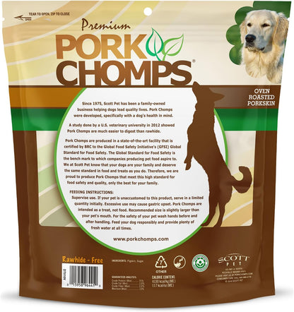 Pork Chomps Roasted Pork Skin Dog Chews, 6 Inch Twists, 15 Count - Long-Lasting Treats for Dogs - High Protein, Rawhide-Free, Low Fat, Healthy & Delicious Chews6