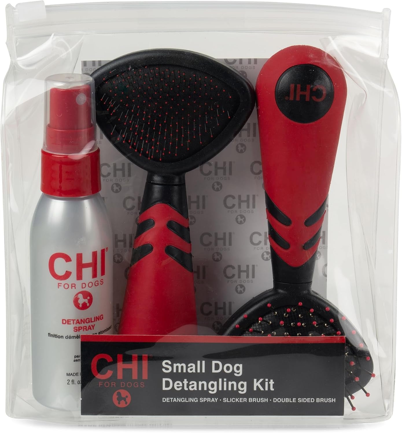 chi-for-dogs-small-dog-detangling-kit-3-piece-grooming-set-with-detangling-spray-slicker-brush-and-double-sided-pin-and-bristle-brush-for-small-breeds-with-tangles-and-mats-includes-zipper-pouch