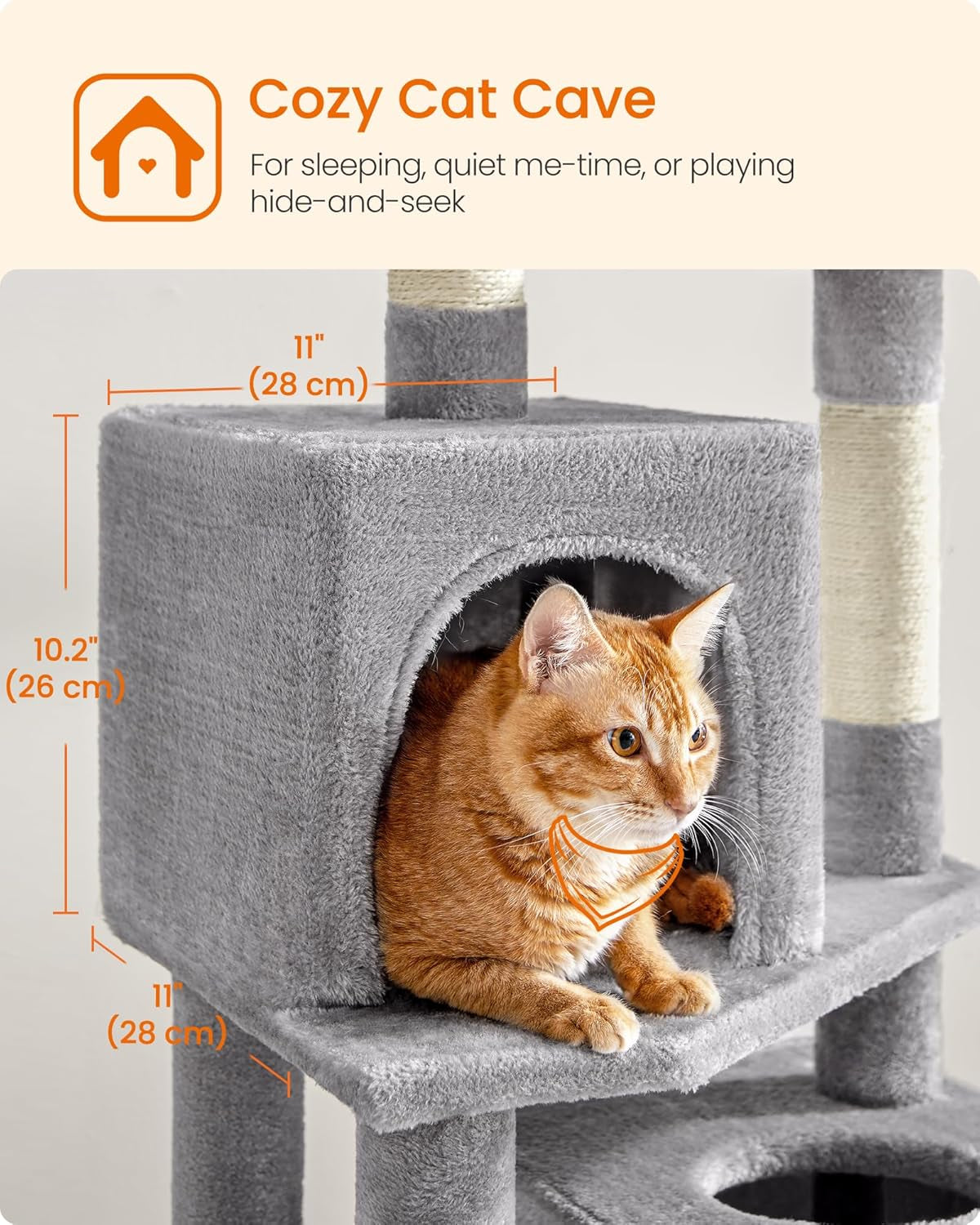 feandrea-cat-tree-59-5-inch-tall-cat-tower-plush-multi-level-condo-with-5-scratching-posts-2-perches-2-caves-hammock-2-pompoms-light-gray-upct192w01