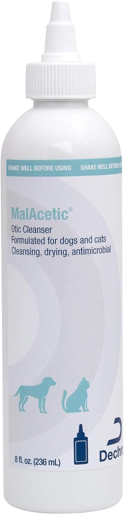 Malacetic Otic Cleanser for Dogs and Cats, 8 Fl Oz | Cleansing, Drying; 2% Boric Acid; 2% Acetic Acid; Packaging May Vary1
