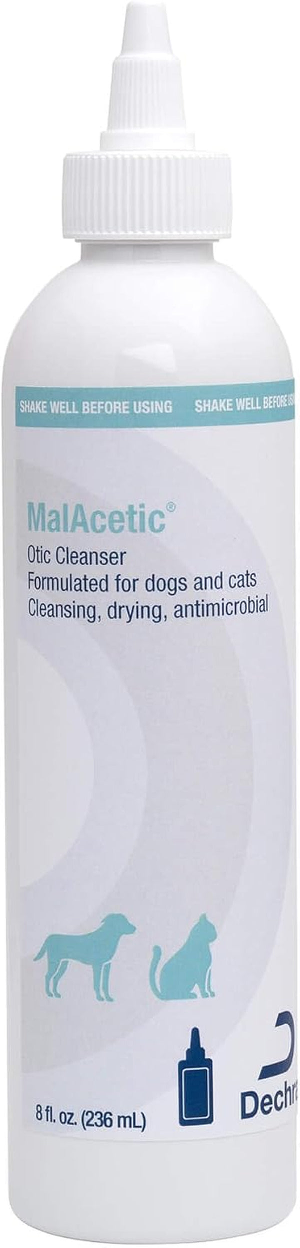 Malacetic Otic Cleanser for Dogs and Cats, 8 Fl Oz | Cleansing, Drying; 2% Boric Acid; 2% Acetic Acid; Packaging May Vary1
