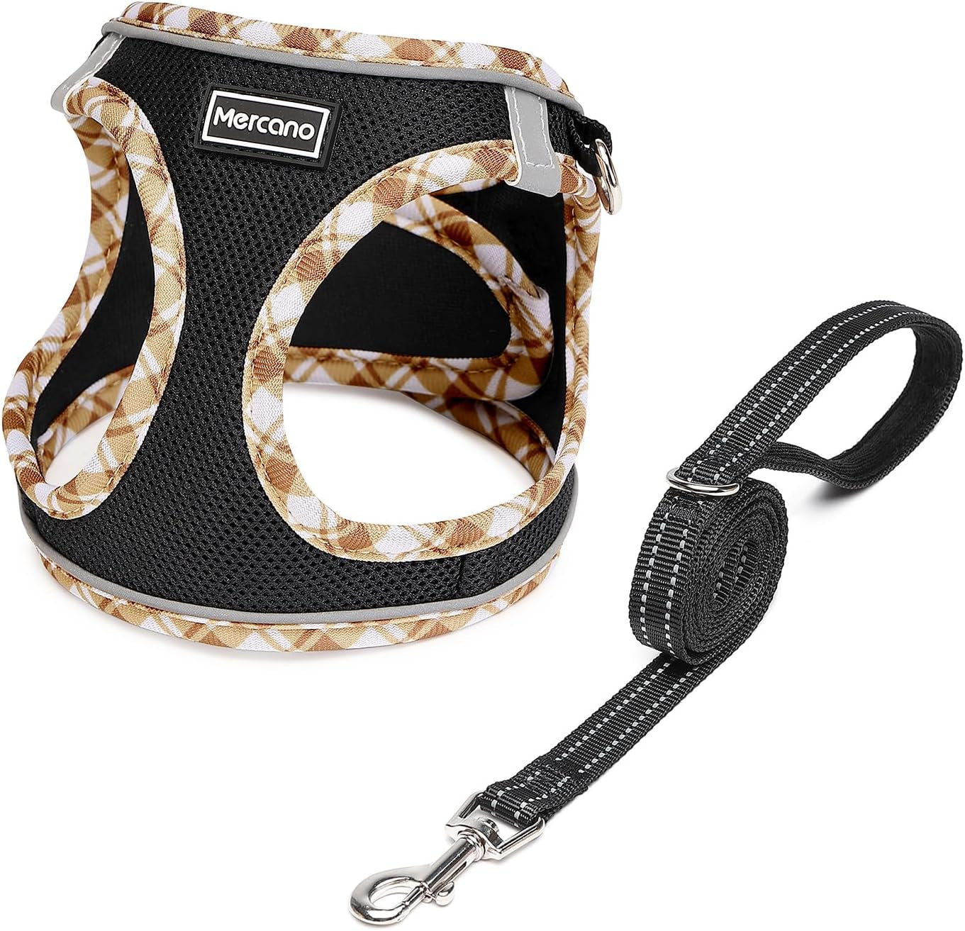 mercano-soft-mesh-dog-harness-and-leash-set-step-in-reflective-breathable-lightweight-vest-harnesses-with-safety-buckle-for-small-dogs-cats-pink-s