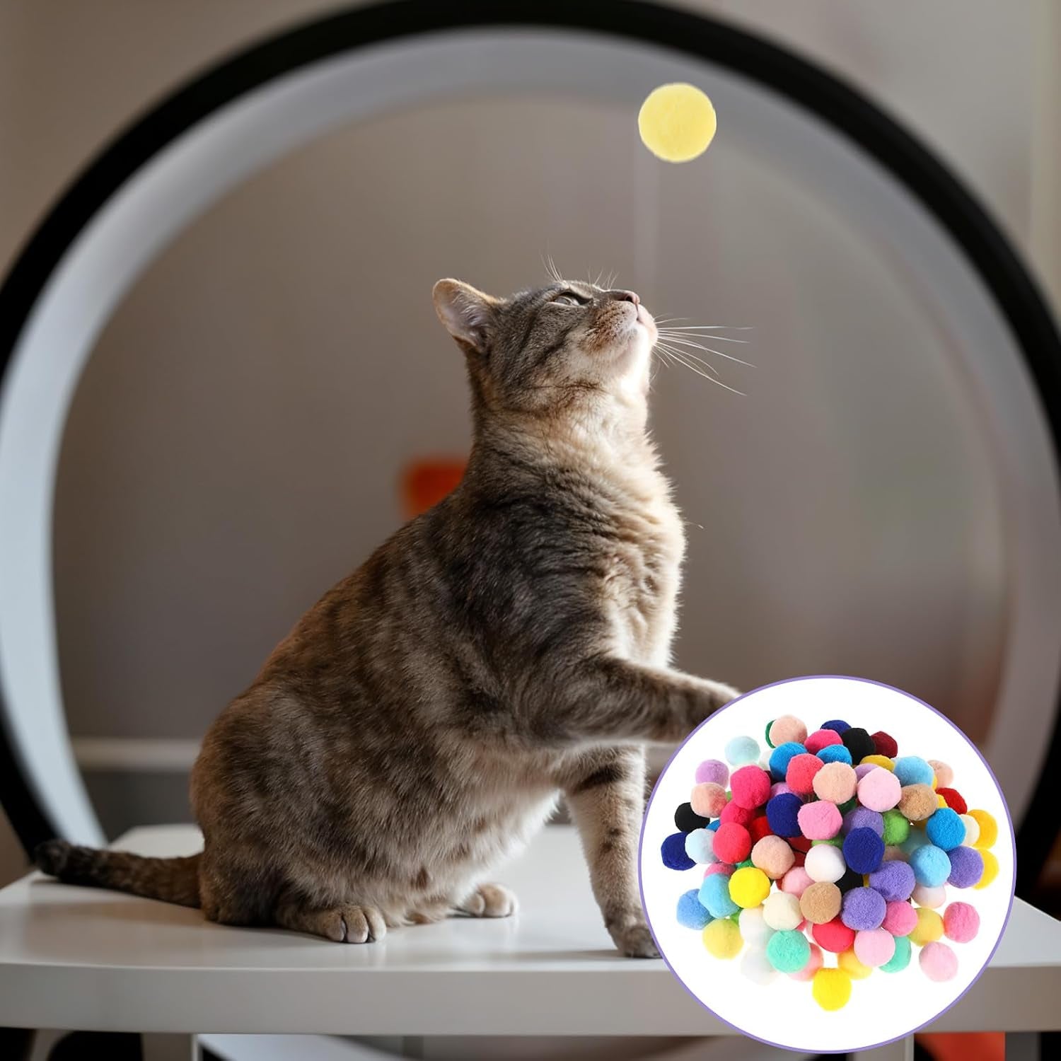 xthrotsenk-100-pcs-cat-toy-balls-1-inch-colorful-cat-pom-pom-balls-soft-interactive-kitten-ball-cats-exercise-toys-fuzzy-kitten-interactive-playing-quiet-toy-for-cats-pet2-5-cm