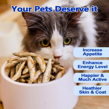 Amzey 7Oz Minnows Dog Treats - Freeze Dried Minnows Cat Treats - High Protein & Premium Quality Training Treats - Bulk Package (1.6" to 2.8" Length Each)4