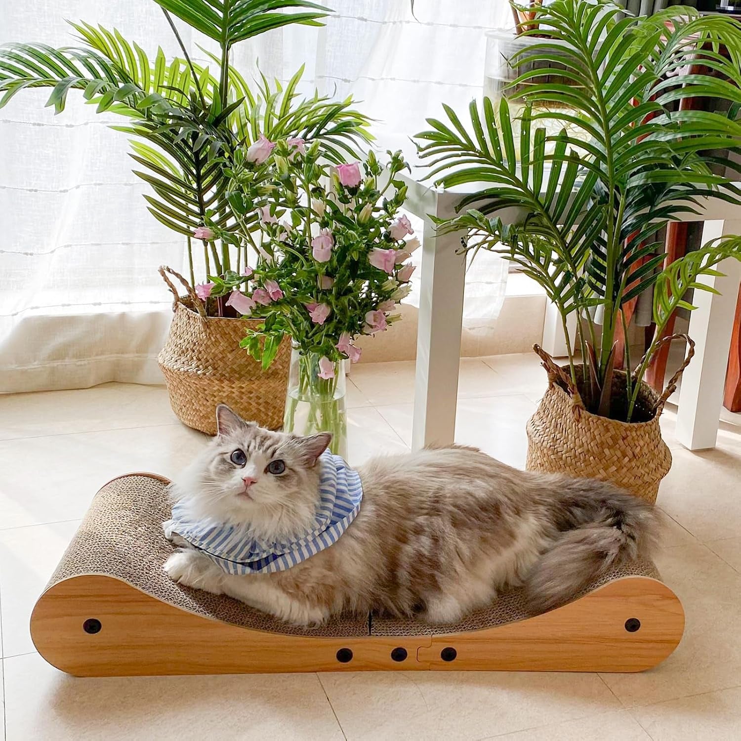 nekosan-cat-scratcher-cardboard-bed-27-5-extra-large-cat-scratch-sofa-bed-cat-scratcher-lounge-bed-for-indoor-cats-27-5-x-10-inches-cat-couch-bed-scratching-board