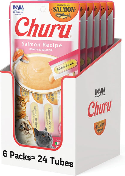 INABA Churu Cat Treats, Lickable, Squeezable Creamy Purée Cat Treat with Green Tea Extract & Taurine, 0.5 Ounces Each Tube, 24 Tubes (4 per Pack), Chicken Recipe18