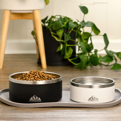 Hydrapeak Dog Bowl; Non Slip Stainless Steel; Water and Food Dish; Large Sized and Small Dogs; 32Oz 64Oz; Multiple Sizes; 4 Cup | White5