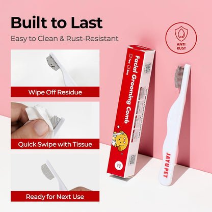 JAYU PET Facial Grooming Comb | Dog Eye Combs, Stress-Free Eye Gunk Remover for Dogs & Cats, Pet Facial Brush, Cat Grooming Kit7