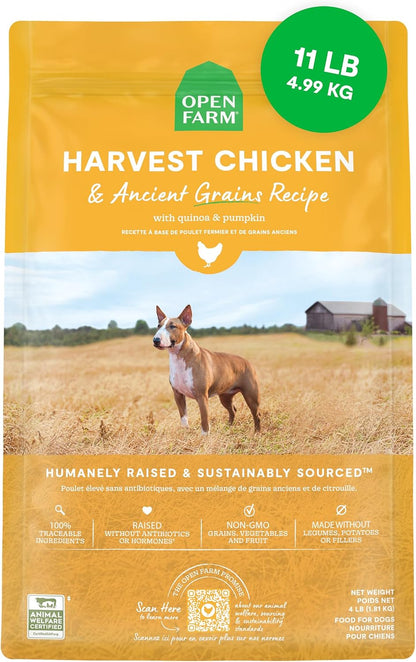Open Farm Ancient Grains Dry Dog Food, Wild Caught Salmon Kibble, 22Lb Bag | All Life Stages, All Breed Sizes, Protein-Rich & Nutrient Dense, 100% Traceable Ingredients, Non-Gmo Fruits & Veggies.18