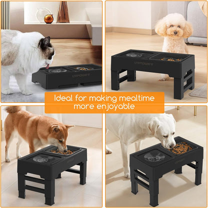 URPOWER 2-In-1 Elevated Slow Feeder Dog Bowls with No-Spill Water Bowl | 4 Height-Adjustable Raised Dog Bowls, Non-Slip Food and Water Bowls with Stand for Small, Medium, Large Dogs, Cats and Pets7