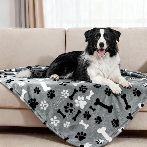Rezutan Blanket for Large Dogs, Cat Flannel Washable Soft Pet Mat Throw Cover for Kennels-Beds, Sofas, Furniture Protection, Cute Paw Pattern, Black, 50X40 Inch19