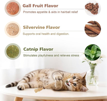 WOUSEDO 7 Pack Silvervine Sticks Cat Toy with Catnip & Matatabi Ball | Natural Chew Toys for Anxiety Relief & Dental Care, Teeth Cleaning Sticks for Indoor Cats & Kittens3