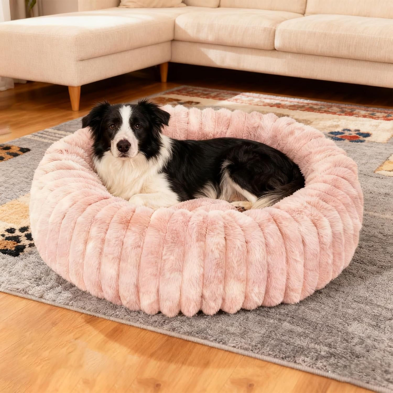 washable-small-cat-dog-bed-puppy-bed-cat-beds-for-indoor-catsgrey-s-calming-anti-anxiety-round-donut-dog-bed-cute-fluffy-puppy-dogs-beds-for-small-dogs-anti-slip-comfort-pet-bed