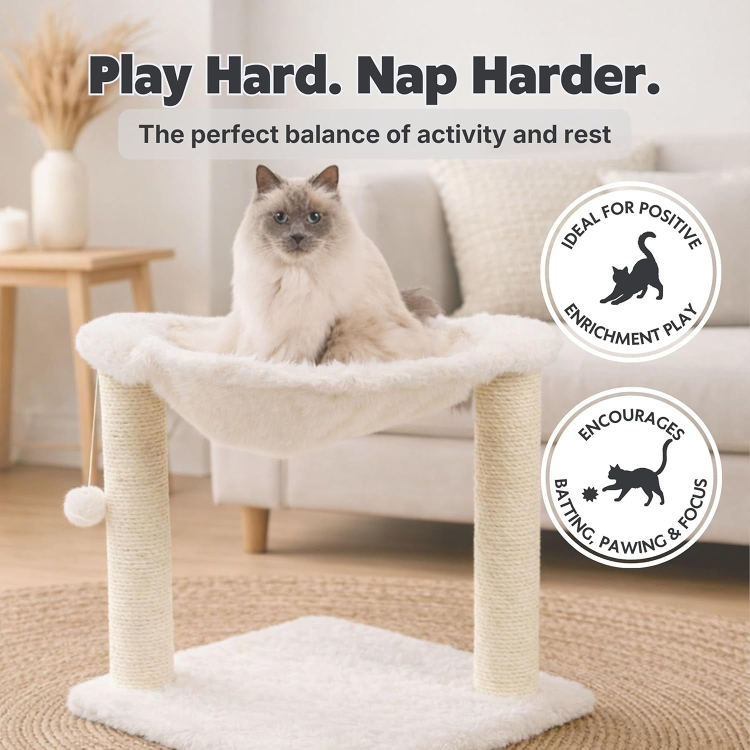 trixie-baza-xxl-cat-scratching-posts-indoor-cat-furniture-with-plush-hammock-jute-scratcher-posts-and-dangling-toy-ball-18-1-l-x-18-1-w-x-19-7-h-cream