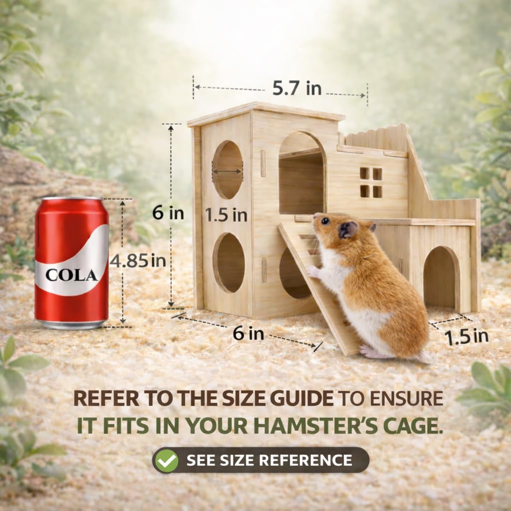 tiny-hamster-maze-wood-house-fun-slide-house-double-decker-hut-for-dwarf-gerbil-mouse-mice-rat-small-animalsonly-for-small-hamster