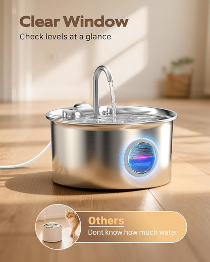 Cat Water Fountain Stainless Steel: Cat Fountain for Drinking - 88Oz/2.6L Pet Water Fountain for Cats Indoor - Quiet Cats Water Bowl Dispenser - Pets Feeding & Watering Supplies - for Small Animals5