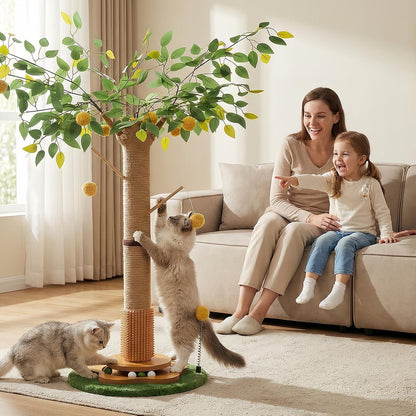 41" Tall Cat Scratching Post for Large Cats - XL Sturdy Cat Scratching Post with Solid Wood Base, Sisal Rope Scratching Posts for Indoor Cats Adults with Self-Grooming Brush, 4 Detachable Hanging Toys7