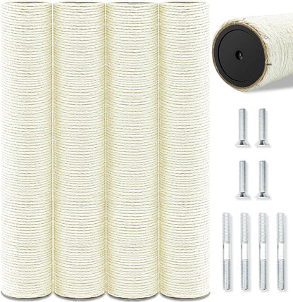 Cat Scratching Post Replacement Pole, 2 PCS 15.7In Cat Tree Replacement Post, Natural Sisal Cat Tree Replacement Parts with M8 Screws, Cat Scratch Post for Refurbishment (15.7In/40Cm)10