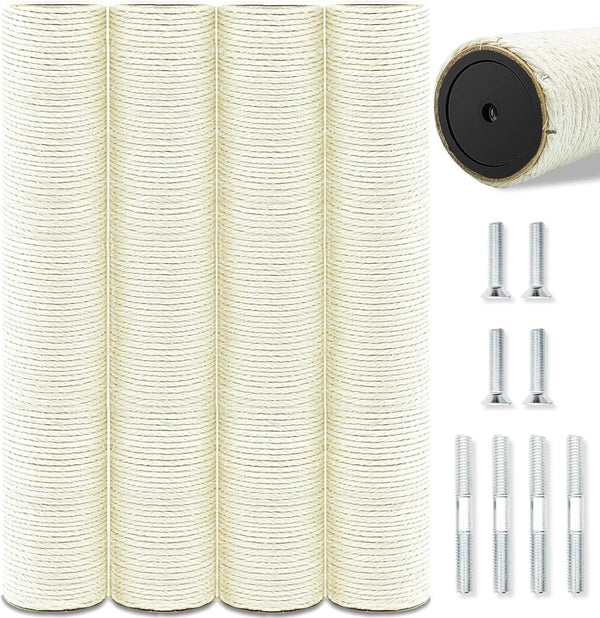 Cat Scratching Post Replacement Pole, 2 PCS 15.7In Cat Tree Replacement Post, Natural Sisal Cat Tree Replacement Parts with M8 Screws, Cat Scratch Post for Refurbishment (15.7In/40Cm)10