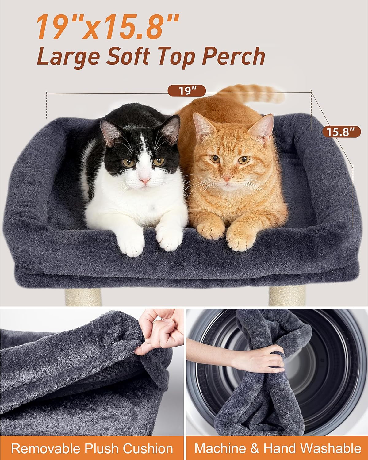 19-small-cat-tree-with-scratching-post-for-indoor-cats-with-perch-dark-gray-removable-19-15-8-perch-bed-dual-natural-sisal-scratcher-small-cat-tower-space-saving