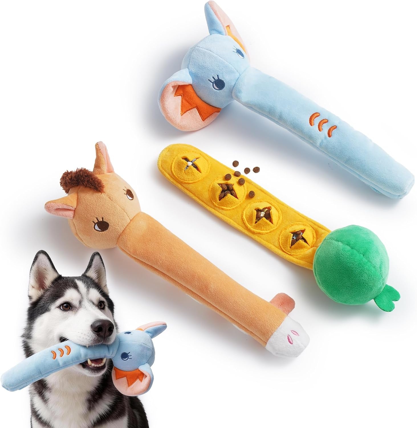 nocciola-dog-squeak-toys-5pcs-dog-toys-to-keep-them-busy-for-aggressive-chewers-hide-and-seek-crinkle-dog-toy-for-large-dogs-long-face-wild-animals-playground-series