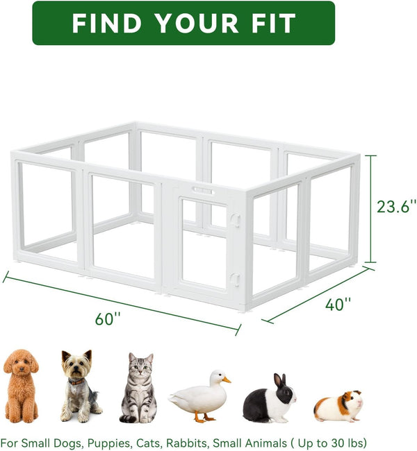 EVERFRONT Clear Acrylic Dog Playpen - Clear Dog Play Pen - Easy Assemble Acrylic Dog Playpen - Puppy Playpen, Cat Playpen, Small Animal Playpen, Dog Play Pen Indoors (24", 10 Panels)6