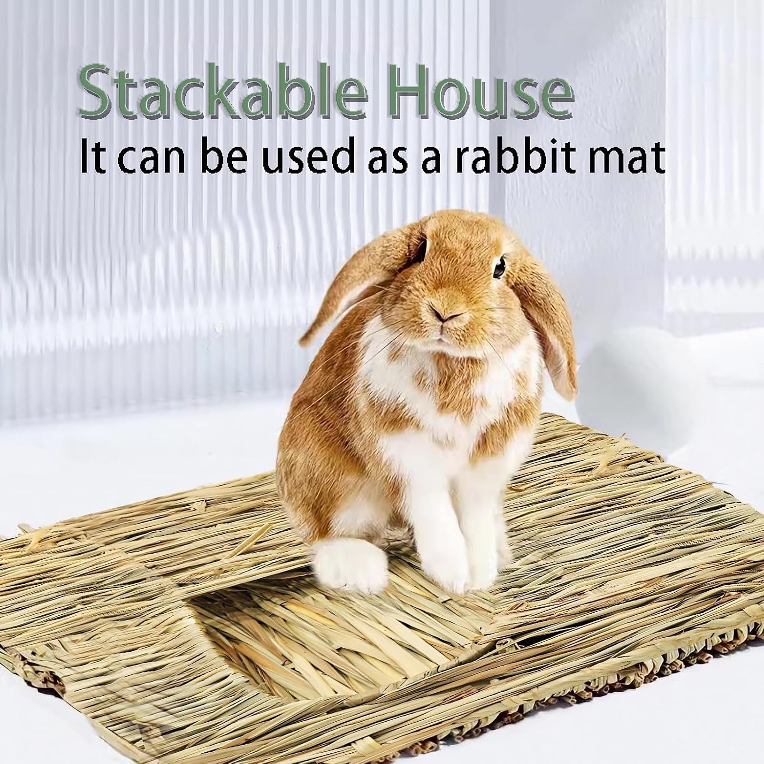 wuweot-2-pack-large-grass-bunny-house-foldable-rabbit-hut-play-hideaway-bed-hay-mat-chew-toy-for-rabbit-guinea-pigs-gerbils-hamster-and-small-animals-11x8x8