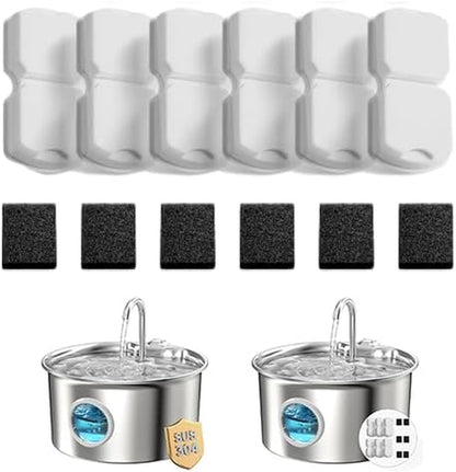 Cat Water Fountain Filter: 12 Cat Fountain Filter Replacement - 3 Months Set of Replacement Filters for GIOTOHUN KOOGMOON UMOCUOY IHOUONE HOOISE Pet Fountains - 6 Filters & 6 Sponges1