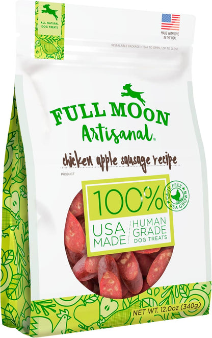 Full Moon® Chicken Apple Sausage Dog Treats 12 Oz | Human Grade, No Corn, No Wheat, No Soy, Glycerin Free, Made in the USA1