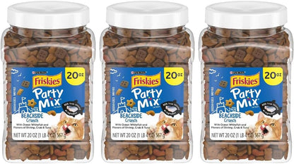 Purina Friskies Party Mix Cat Treats, Beachside Crunch, Made with Ocean Whitefish, Crunchy Cat Treats for Adult Cats, 20-Ounce Resealable Canister (Pack of 2)13