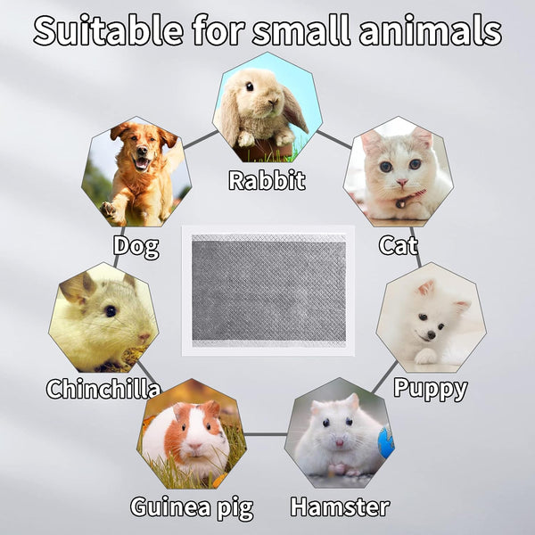 PINVNBY Rabbit Pee Pads,100 Pieces Disposable Cage Liners Black Carbon Super Absorbent Odor-Control,Bunny Potty Training Pad with Quick-Dry Surface for Cat Puppy Kitten Hamsters Chinchillas6
