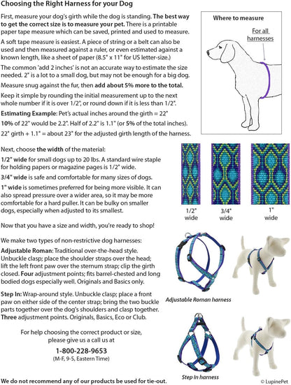 Lupinepet Originals 3/4" Turtle Reef 20-32" Adjustable Roman Dog Harness for Medium Dogs2